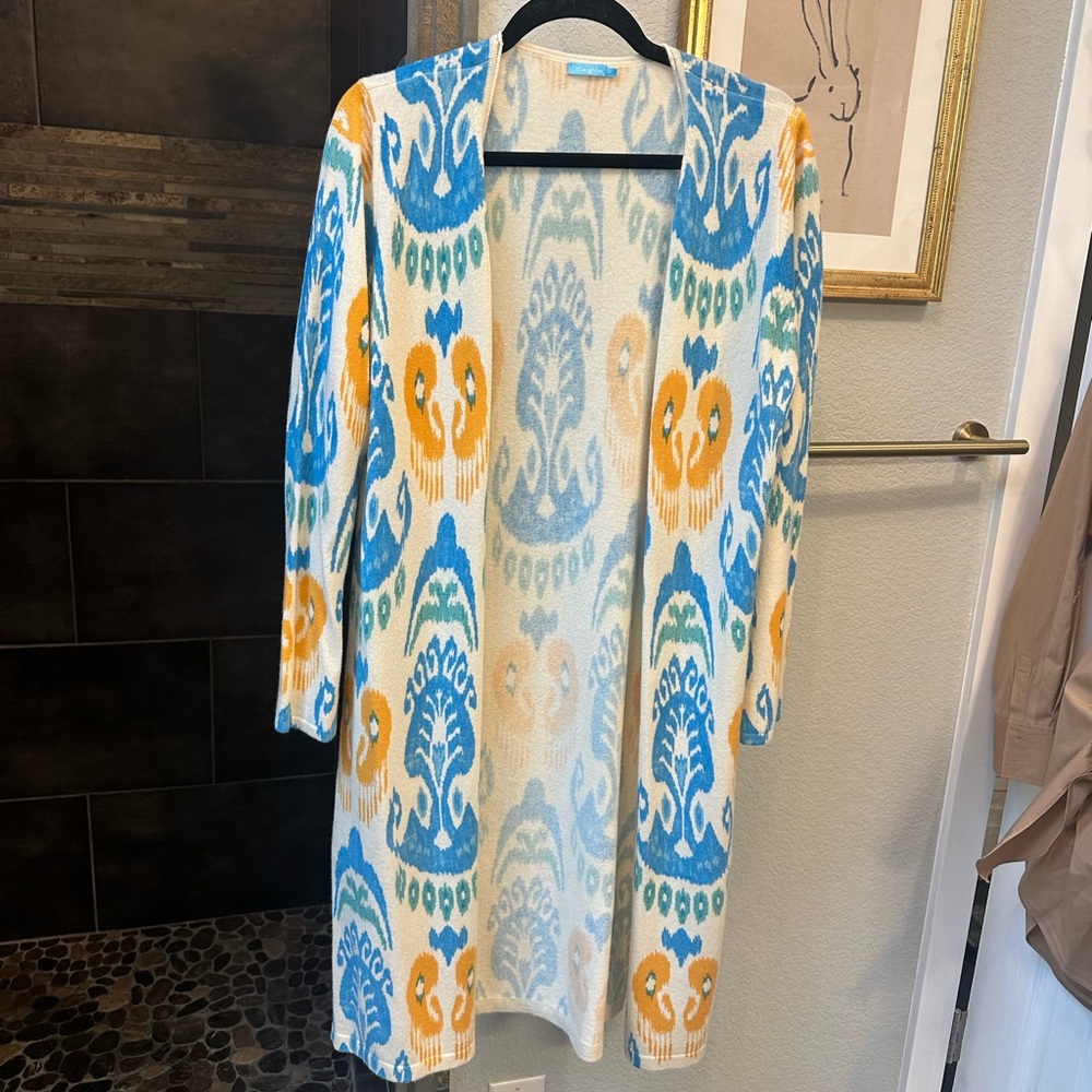 J. McLaughlin Cream and Orange Knit Cardigan